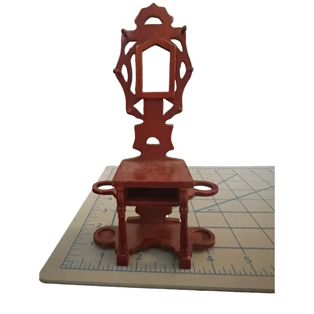 Vintage Victorian Red Wood Hall Tree Dollhouse Furniture 1:12 Miniature Hallway